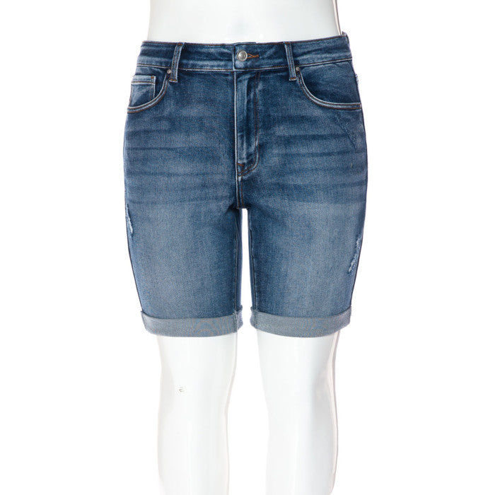90395XL- PLUS SPRINKLE WASH RAW HEM JORT