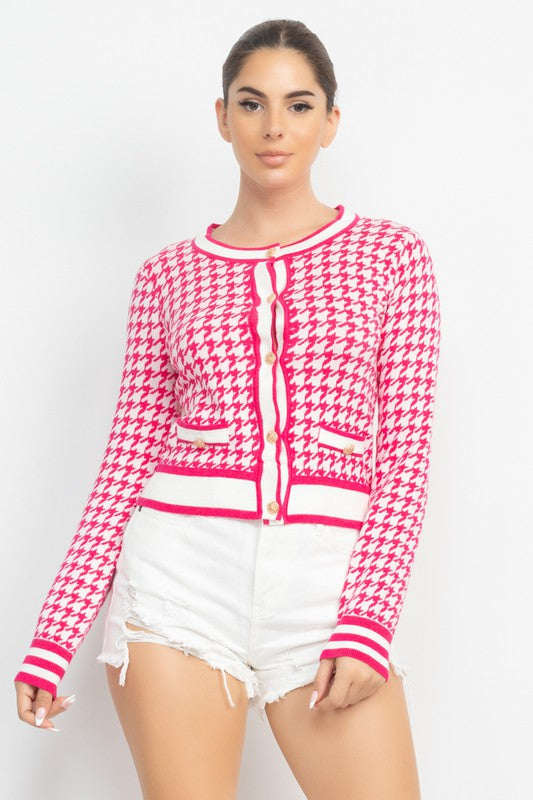 Gingham sweater cardigan