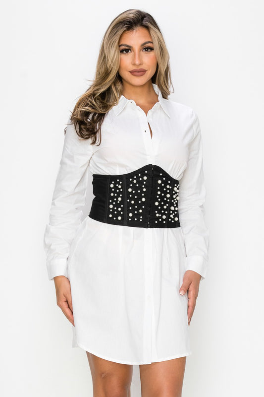 Pearl-Detailed Corset Top