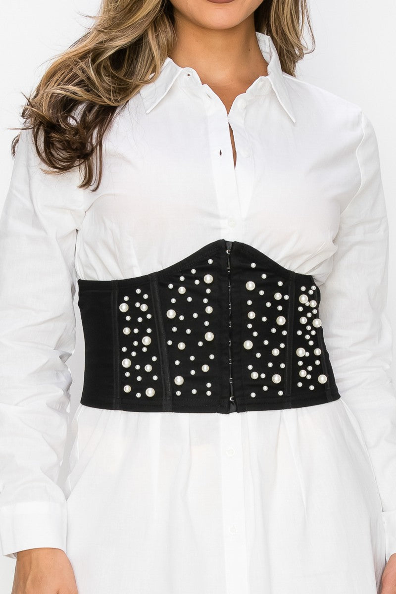 Pearl-Detailed Corset Top