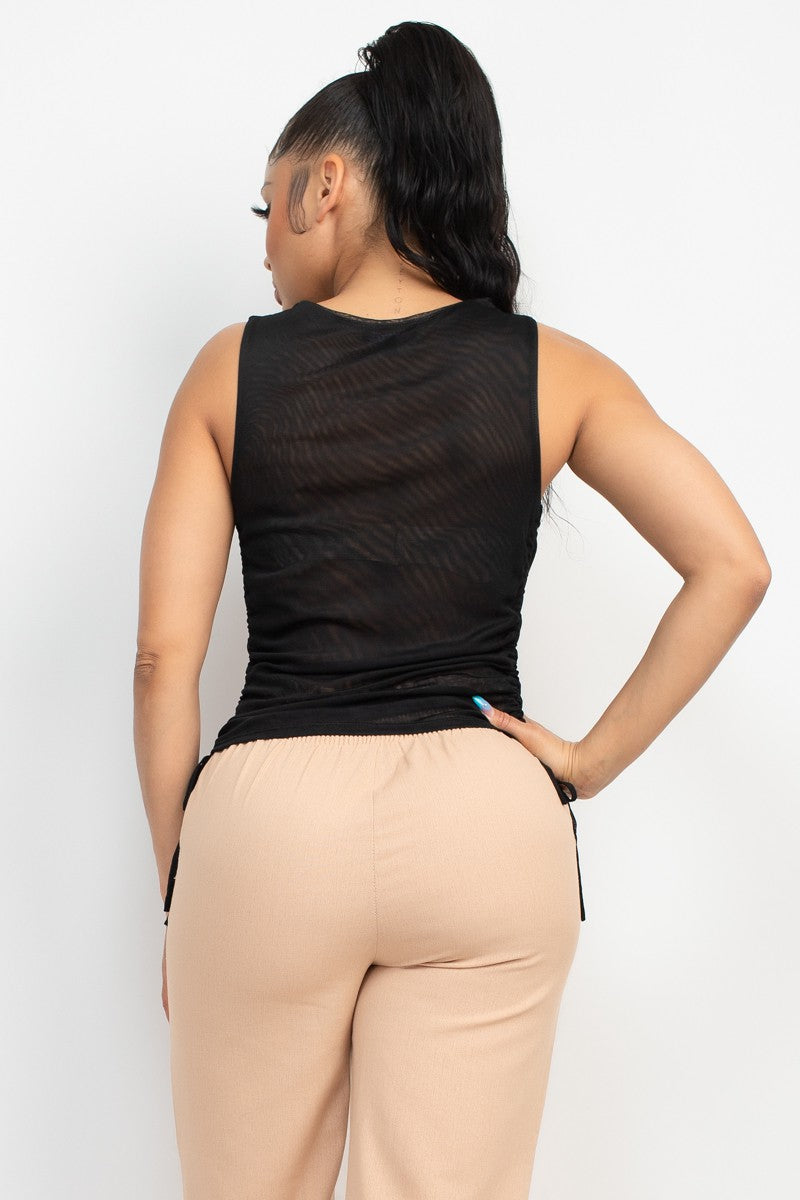 LUZ Top de malla de doble capa