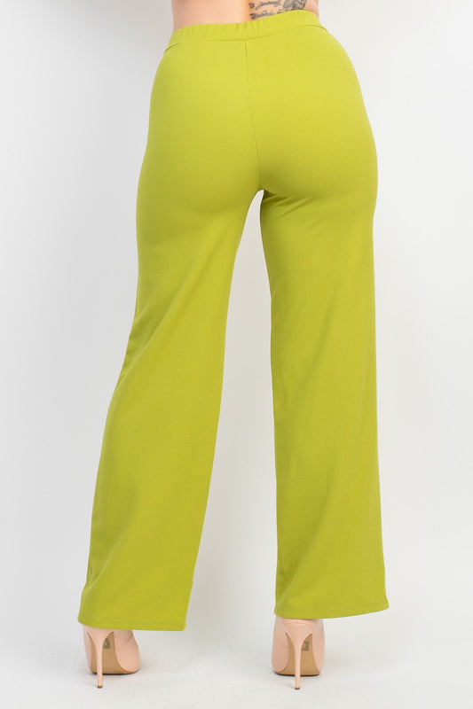 Straight-Leg Seamed Elastic Pants