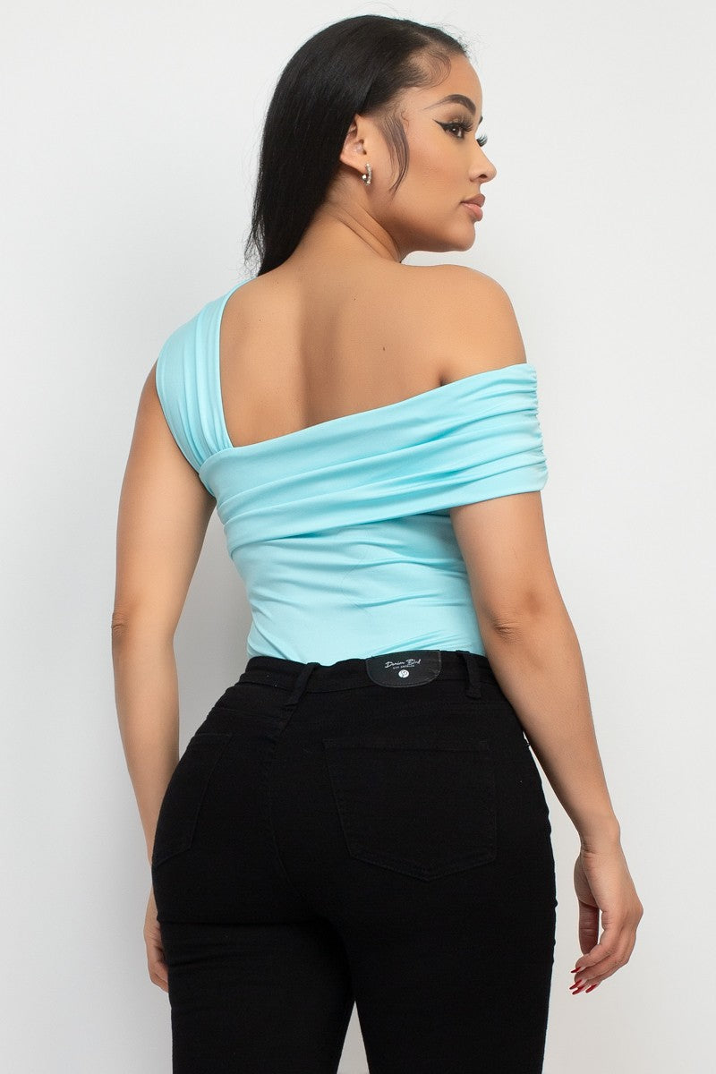 One-Shoulder Ruched Wrap Bodysuit