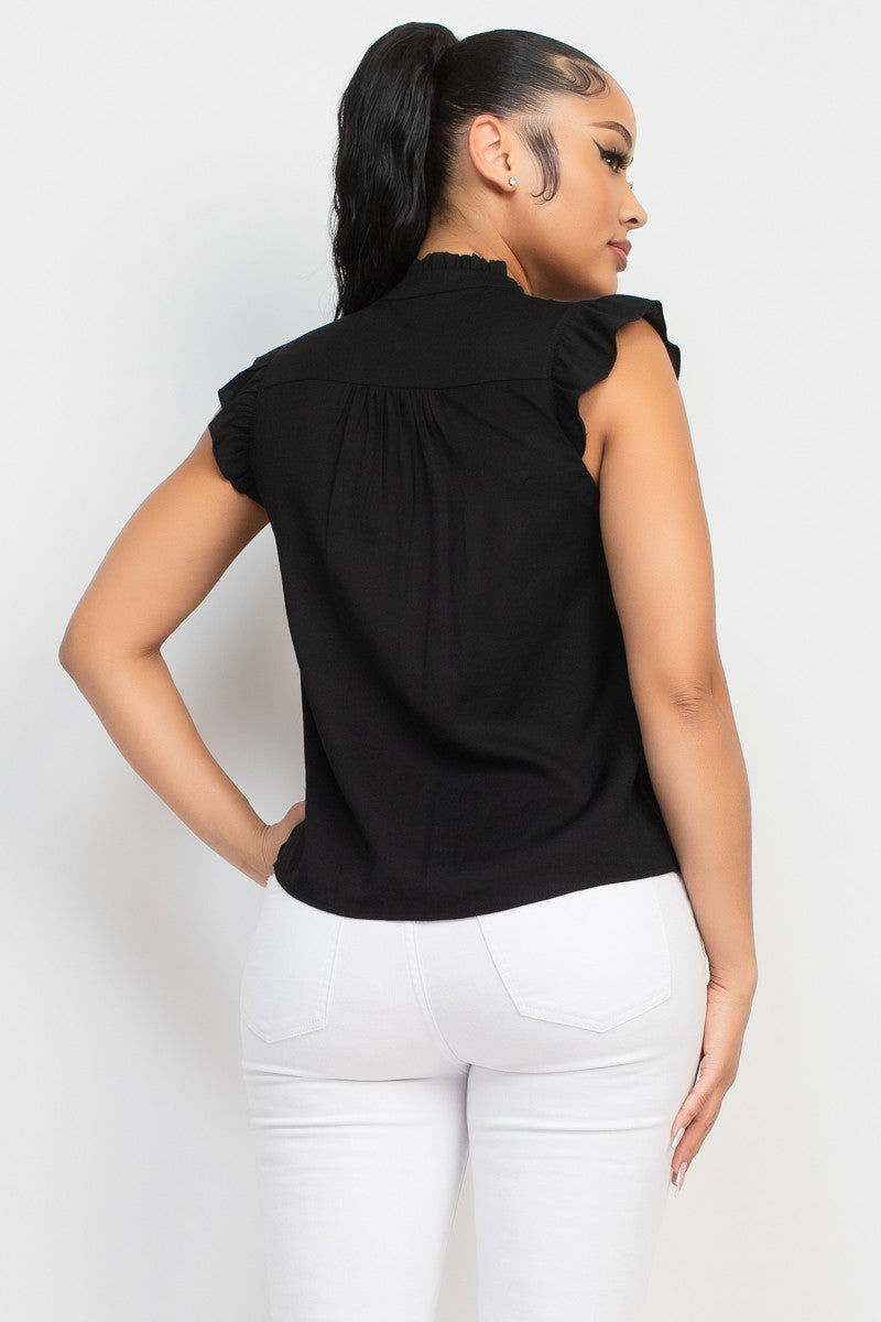 BLUSA MALU Cuello Alto Arrugado con Botones