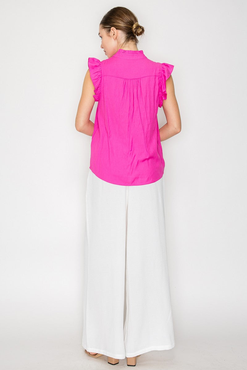 BLUSA MALU Cuello Alto Arrugado con Botones