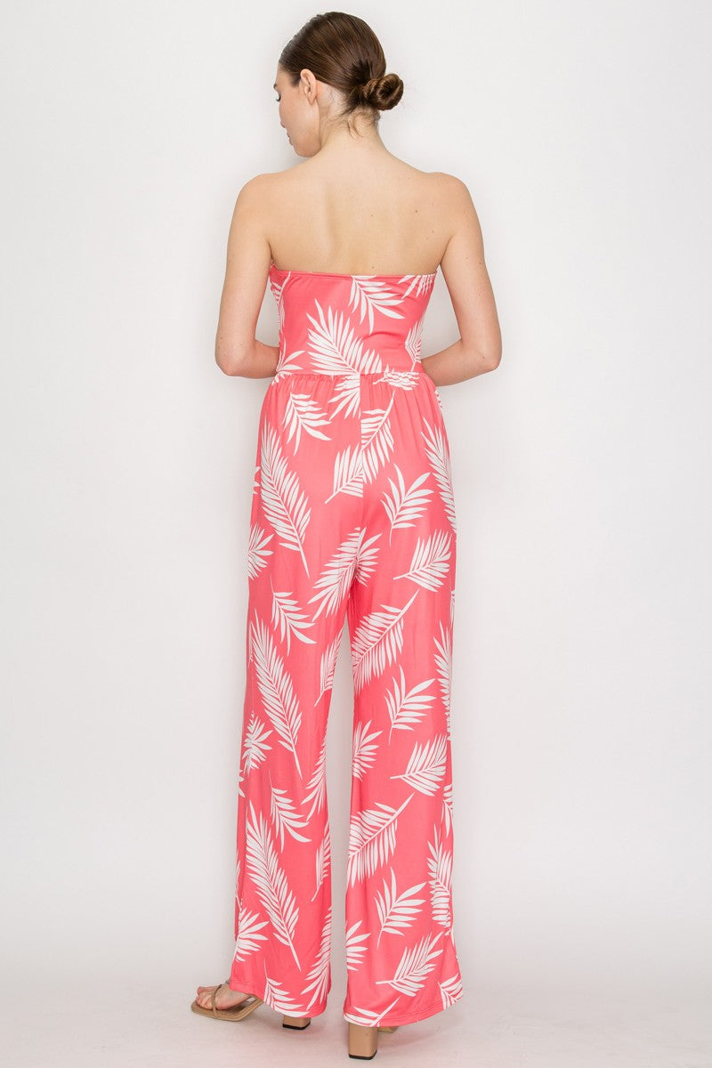 JUMSUIT elástico con estampado de hojas