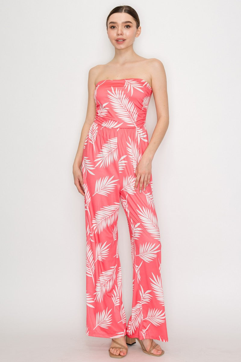 JUMSUIT elástico con estampado de hojas