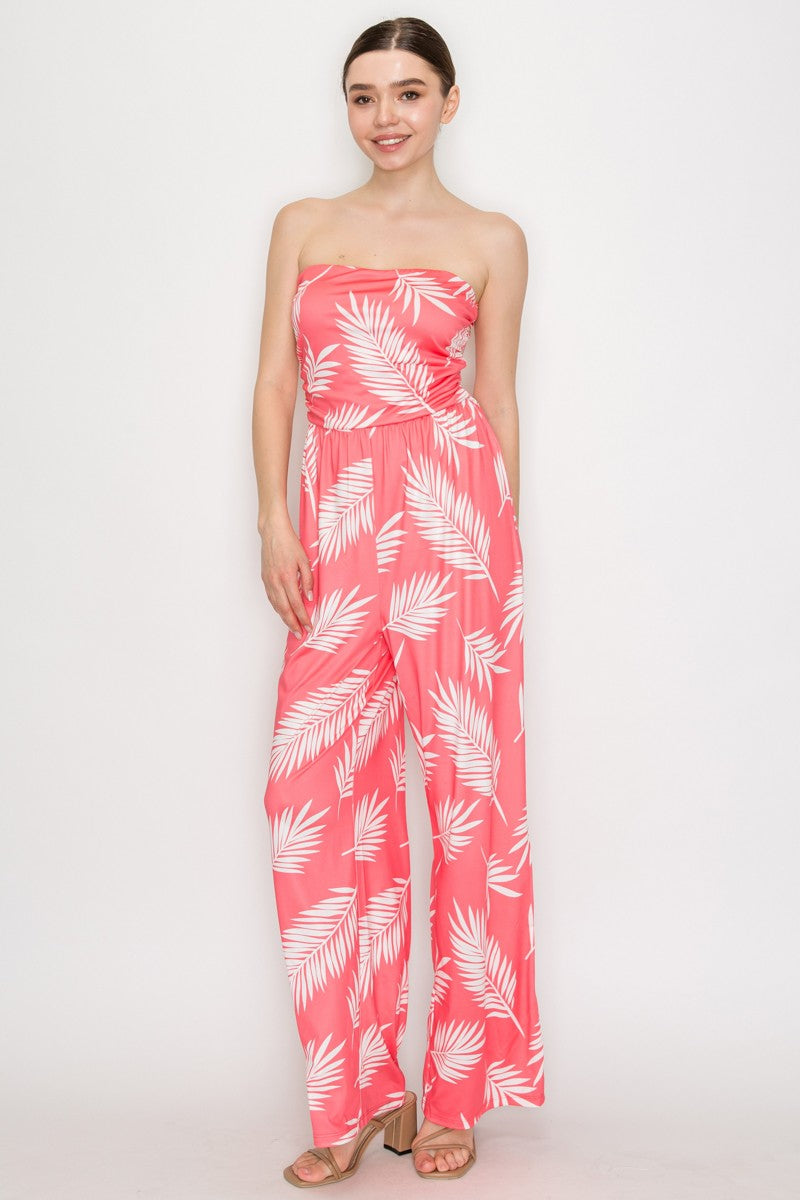 JUMSUIT elástico con estampado de hojas