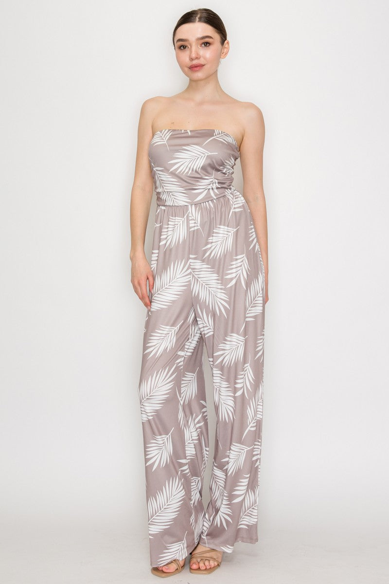 JUMSUIT elástico con estampado de hojas