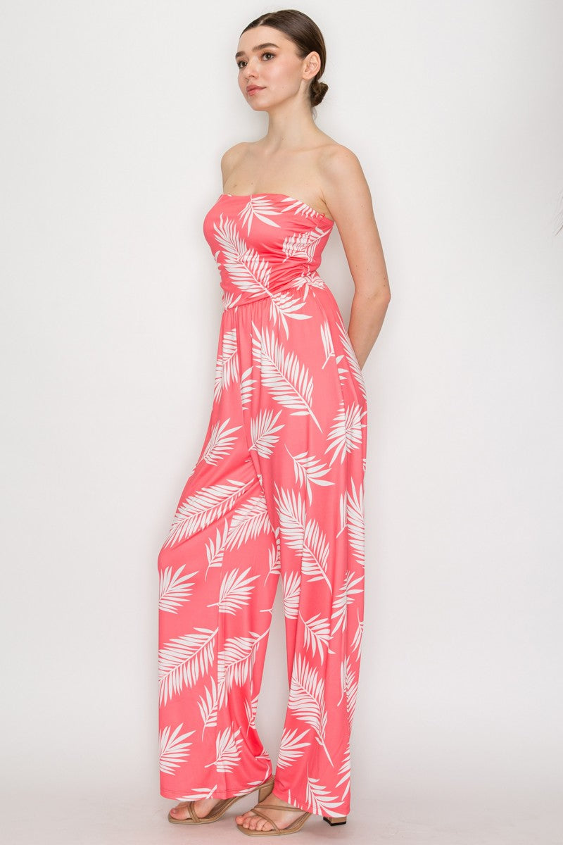 JUMSUIT elástico con estampado de hojas