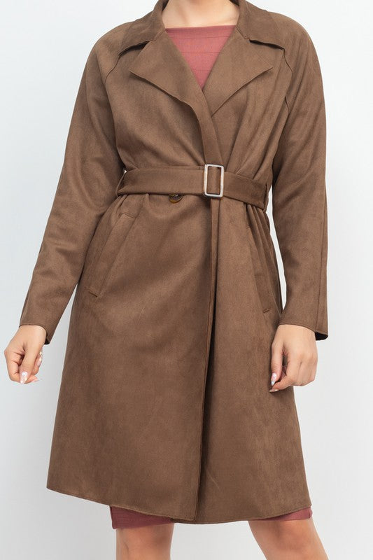 Suede double breasted coat(coffe)