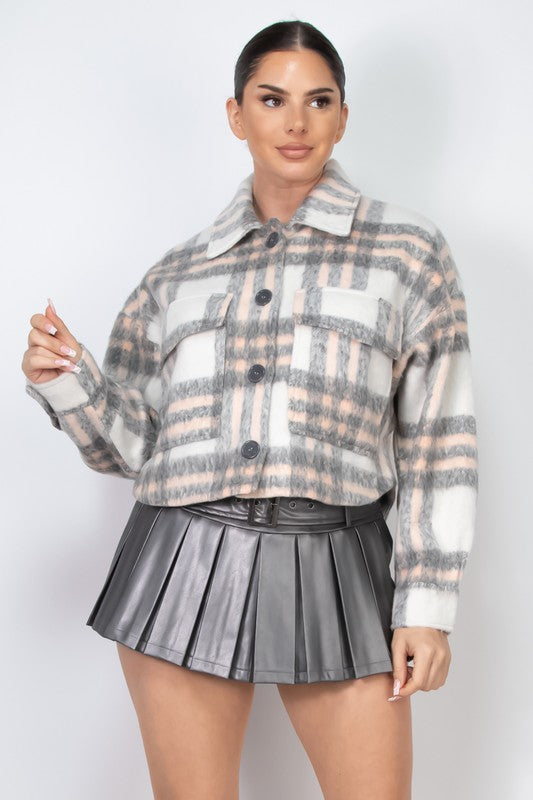 Big pocket plaid crop jacket Merlina