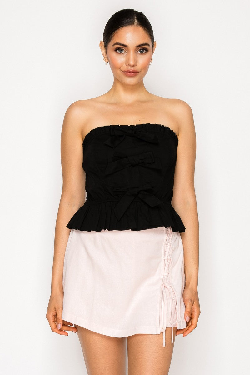 RENATA Front Ribbon Bows Tube Top