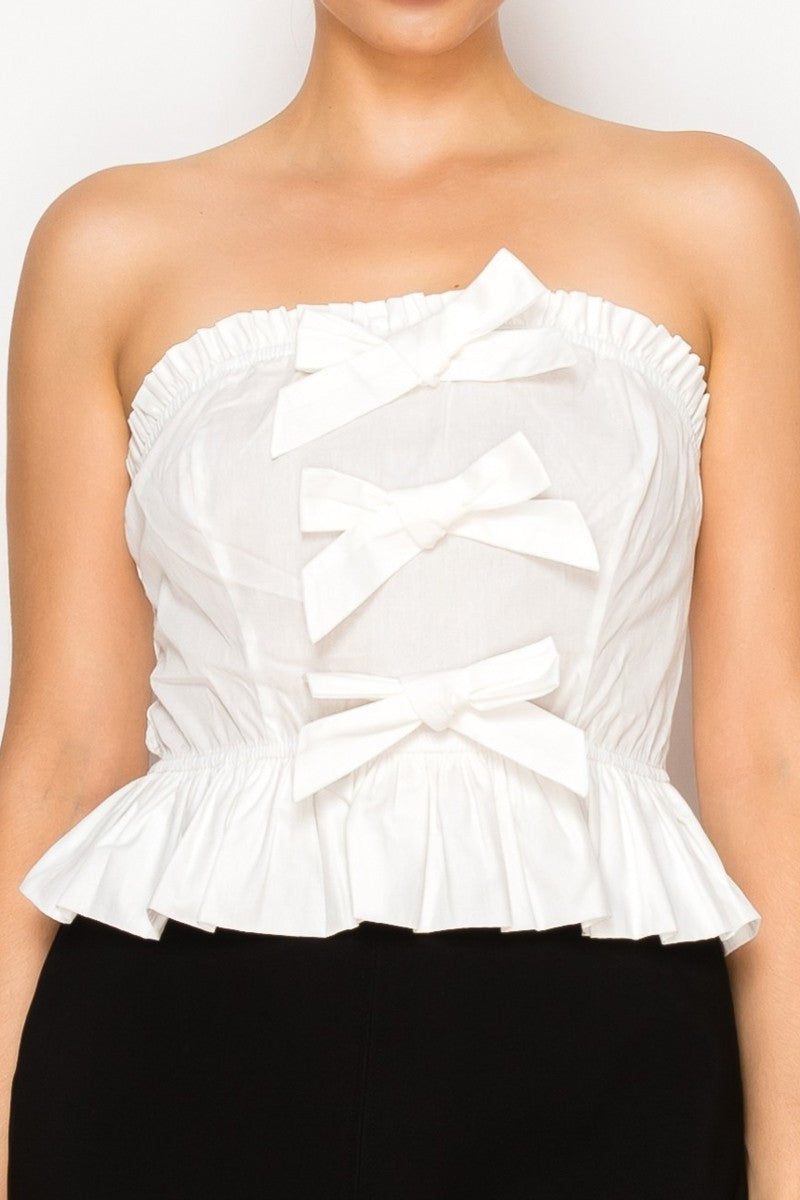 RENATA Front Ribbon Bows Tube Top