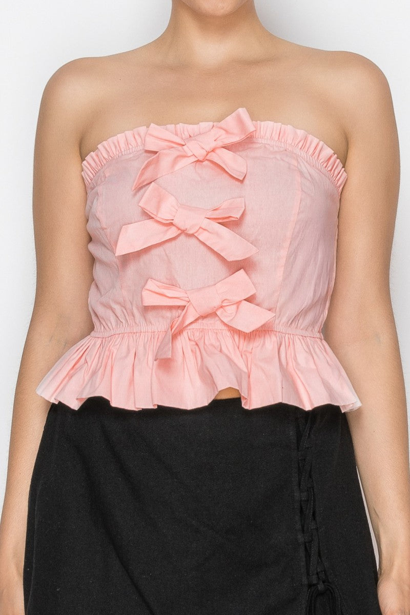 RENATA Front Ribbon Bows Tube Top