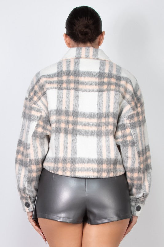 Big pocket plaid crop jacket Merlina