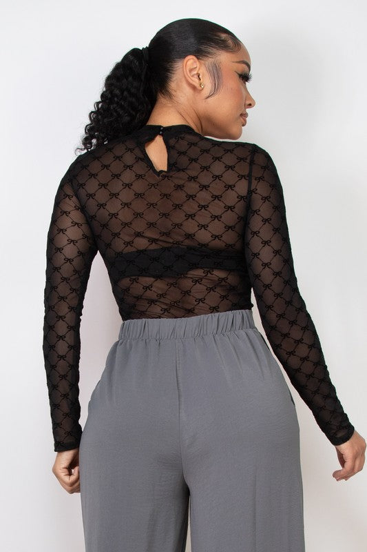 Flocked mesh bodysuit