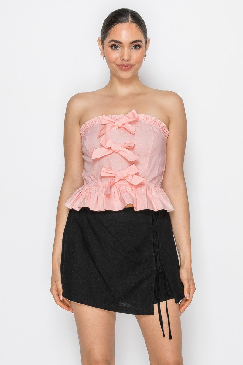 RENATA Front Ribbon Bows Tube Top