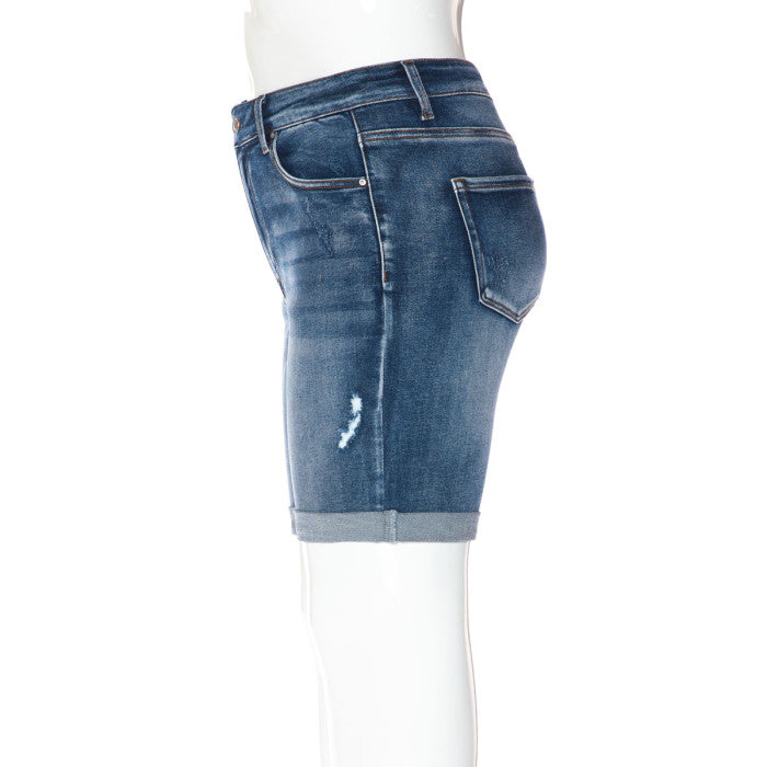 90395XL- PLUS SPRINKLE WASH RAW HEM JORT