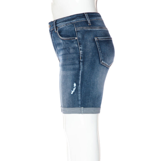 90395XL- PLUS SPRINKLE WASH RAW HEM JORT