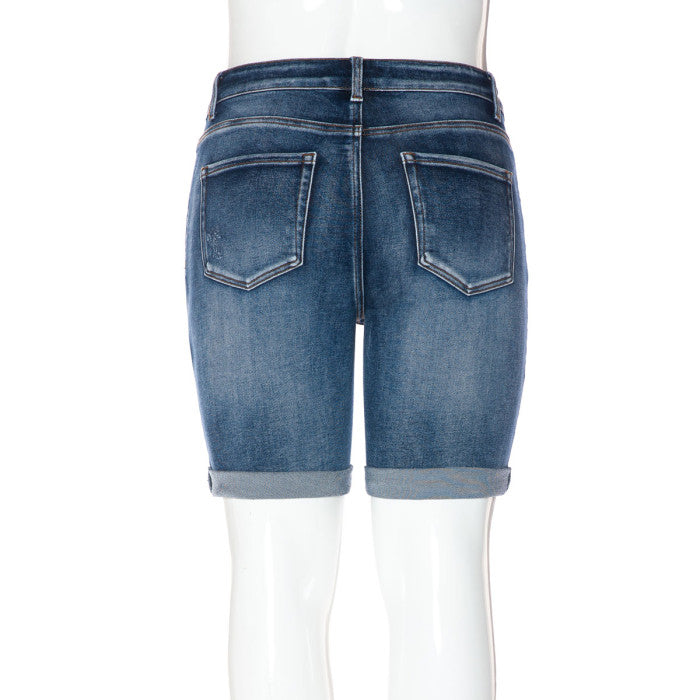 90395XL- PLUS SPRINKLE WASH RAW HEM JORT
