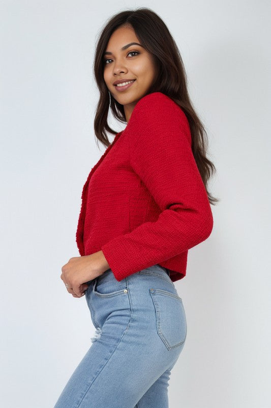 Cropped button jacket cherry 🍒