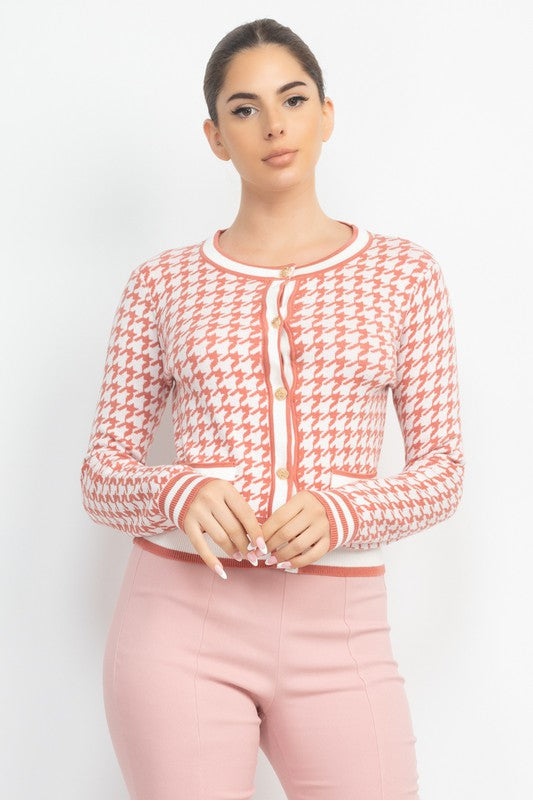 Gingham sweater cardigan