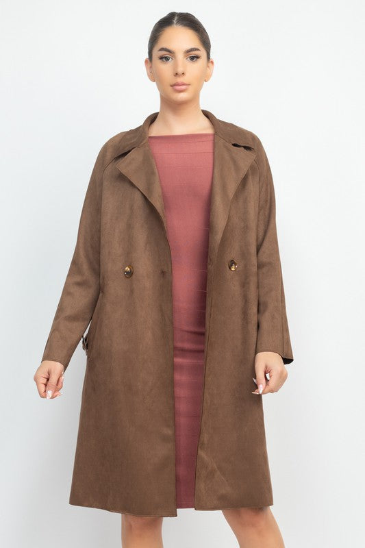 Suede double breasted coat(coffe)