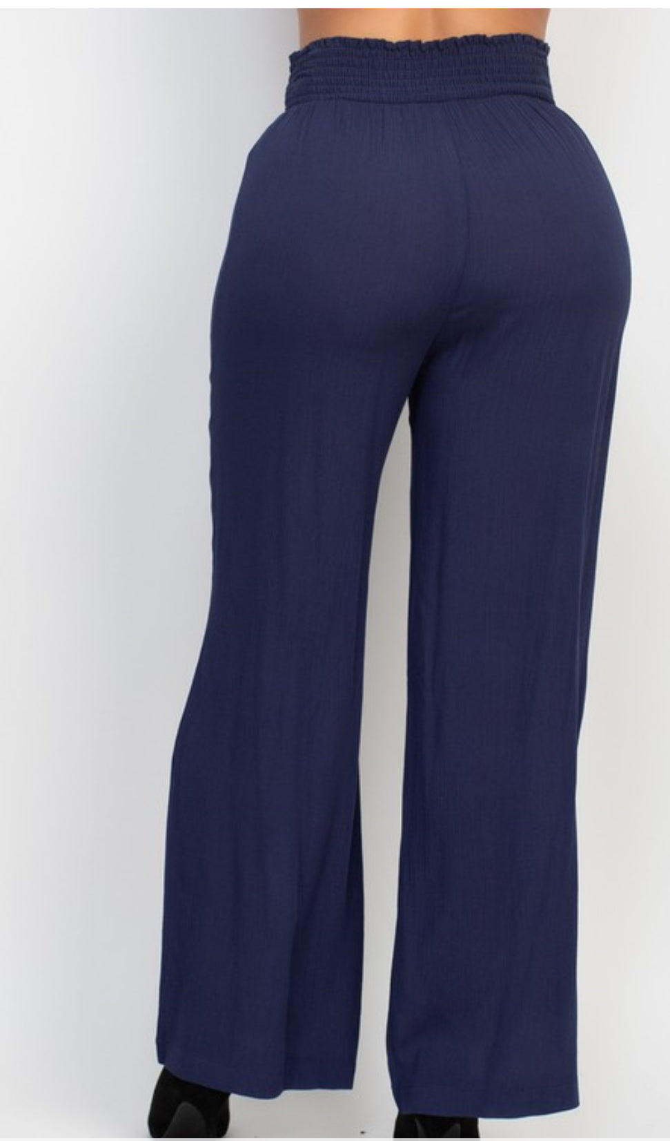 High-Rise Shirred Waist Pants