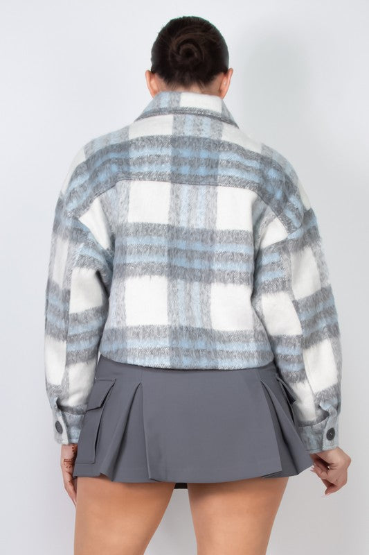 Big pocket plaid crop jacket Merlina