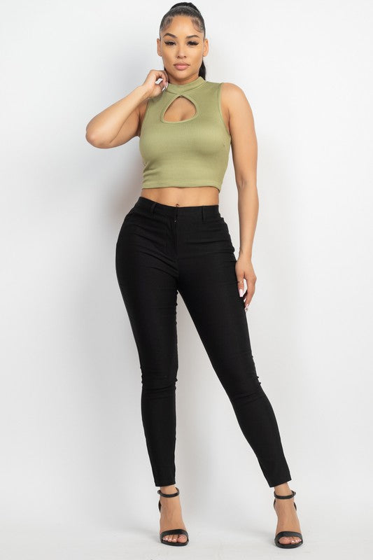 Solid High Waist Pants