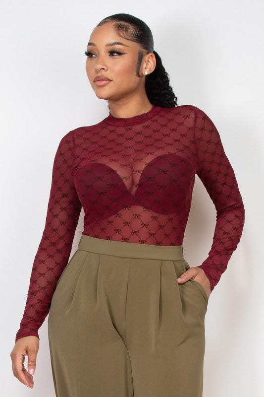 Flocked mesh bodysuit