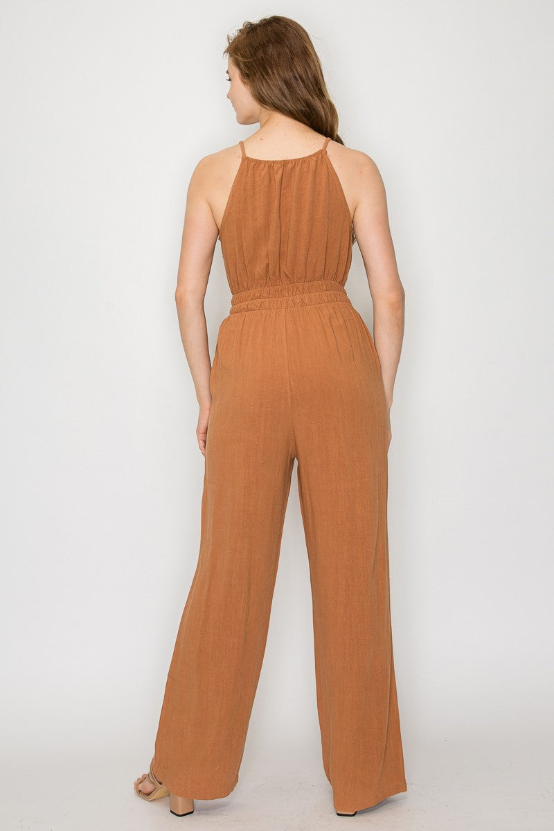 JUMSUIT cintura fruncida y lazo atado al frente